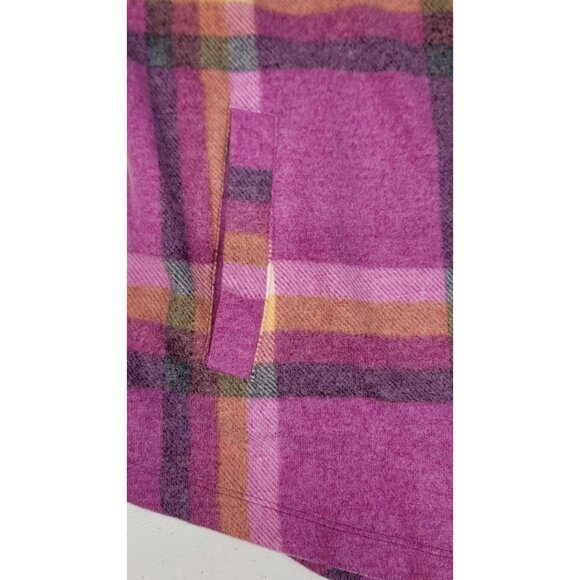 Zenana Shacket Shirt Jacket Magenta Plaid Pockets Cozy Soft Womens Large New - Picture 8 of 10